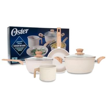 Imagem de OSTER JOGO DE PANELAS E LEITEIRA MARBLE EDITION CREAM – 4 PEÇAS COM REVESTIMENTO CERÂMICO ANTIADERENTE, ALÇAS EM SILICONE ANTITÉRMICO E BASE COMPATÍVEL COM INDUÇÃO