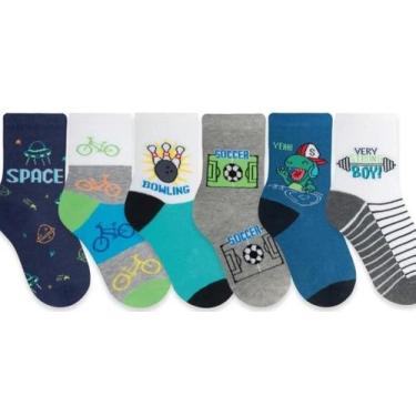 Imagem de Kit 3 Pares De Meia Algodão Juvenil Infantil Bebê  Cano Médio Menino M