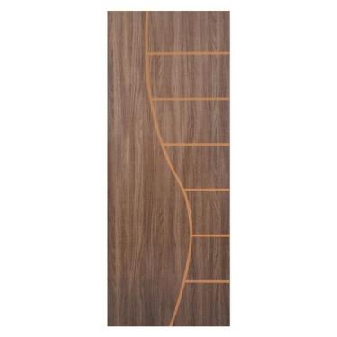 Imagem de Kit Porta de Madeira Decorada 212x75cm com Batente de Alumínio 3,6cm C