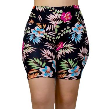 Imagem de Short de Piscina Feminino Bermuda de Praia Plus Size Estampada Uv+ Pol