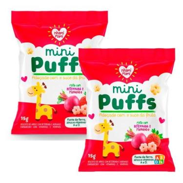 Imagem de Kit 2 Biscoito Nhami Mami Mini Puffs Snack Beterraba e Morango 15g