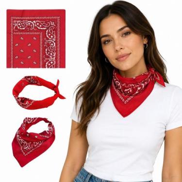 Imagem de Bandana Faixa Lenço Vermelho pescoço Poliéster Fantasia - Genérica, 1 