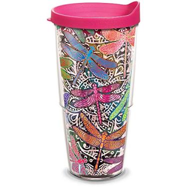 Imagem de Tervis Copo com isolamento de parede dupla Dragonfly Mandala feito nos EUA, 680 g, quartzo