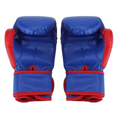 Imagem de Luvas de boxe de treinamento para crianças, resistentes à fricção alongadas e encriptadas gancho respirável luvas de boxe para crianças para treinamento em casa (azul)