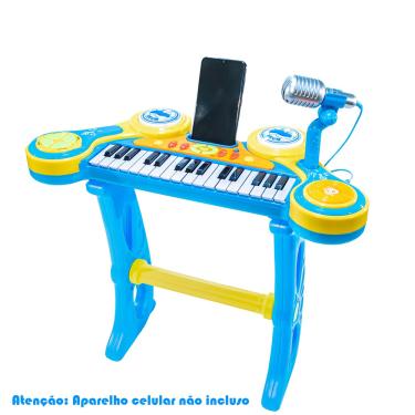 Imagem de Teclado Piano Infantil Microfone Banquinho Luz Som