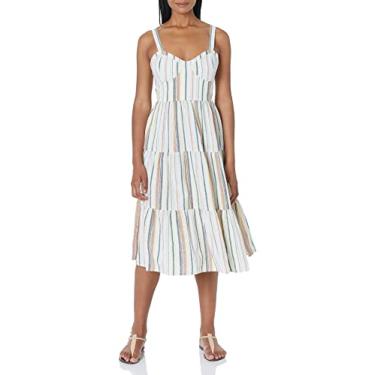 Imagem de Lucky Brand Vestido maxi feminino listrado, Creme multi, G