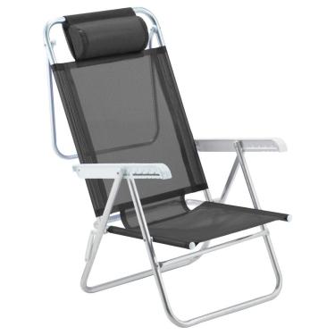 Imagem de Cadeira De Praia Reclinável Sun Glow Premium Alumínio Preto