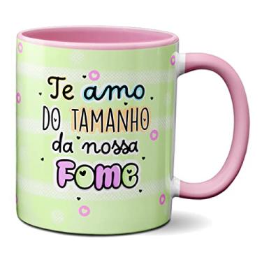 Imagem de Caneca Flork Namorados Fofos Te Amo Do Tamanho Da Nossa Fome (Rosa)