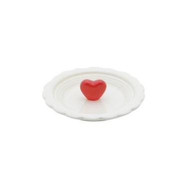Imagem de Porta Anéis Em Cerâmica Branco Com Coração Vermelho - Urban