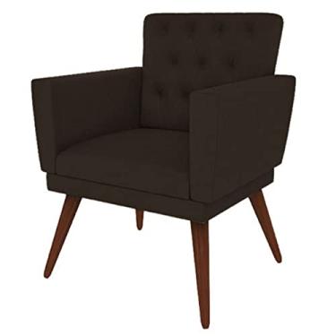 Imagem de Poltrona Decorativa Pés Palito Nina Encosto Estilo Capitonê Seuede Marrom - DS Estofados