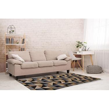 Imagem de Tapete Sala/Quarto Coleção Miami 100% Antiderrapante Jacquard Rústico - Caramelo/Preto (1,32M X 1,50M)