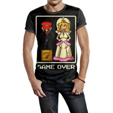 Imagem de Camiseta Masculina Game Over Mario E Princesa Ref:868 - Smoke