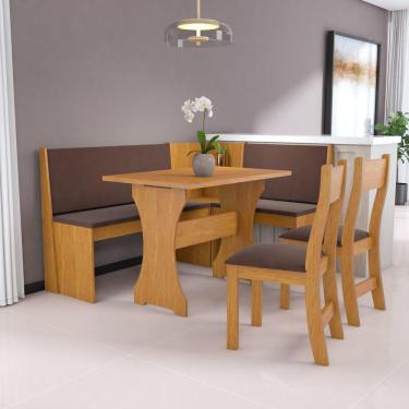 Imagem de Conjunto Canto Alemão com 2 Cadeiras Rock Viero Marrom/Marrom