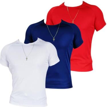 Imagem de Kit 3 Camiseta Masculina Blusa Academia Fitness Slim - Divine