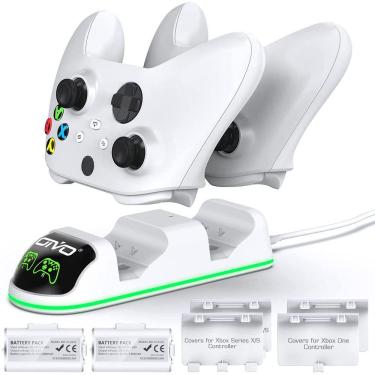 Imagem de Carregador Duplo C/ Led OIVO Compatível Com Controle Xbox Series Ou Xbox One C/ 2 Baterias + 4 Tampas