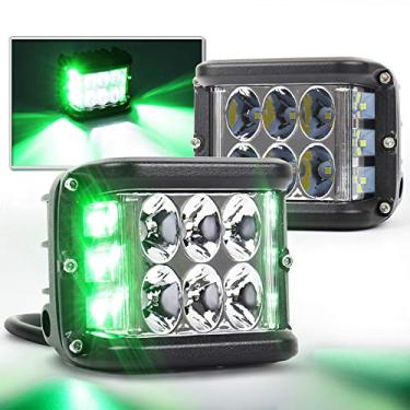 Imagem de OVOTOR Luzes de LED duplas laterais 10,16 cm DRL verde sólido e estroboscópico off-road LED Pod Lights para Jeep Tractor Plow Truck SUV ATV Motorcycle Driving Light