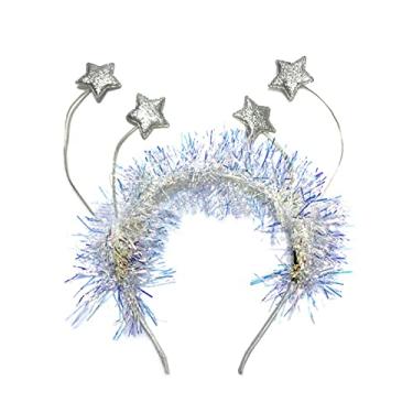 Imagem de Soochat Happy New Year Tiara de Ano Novo com Star Boppers e Tinsel - Decorações de Festa de Véspera de Ano Novo