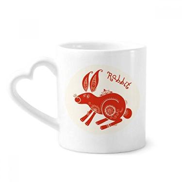 Imagem de Ano de Coelhos Animal China Zodíaco Vermelho Caneca Café Cerâmica Copos Copo Coração