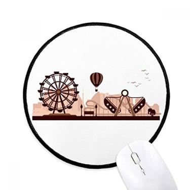 Imagem de DIYthinker Tapete de mouse preto para escritório com contorno de instalações do parque de diversões para computador