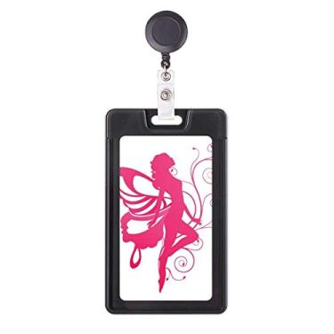 Imagem de Borboleta com asa rosa anjo bonito retrátil porta-cartão