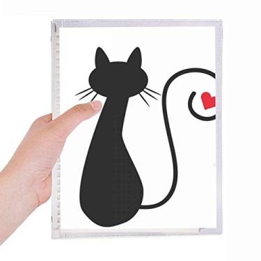 Imagem de Caderno de animais com desenho de gato sentado com folhas soltas recarregáveis para diário de papelaria