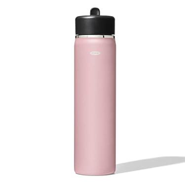 Imagem de OXO Garrafa de água com tampa de canudo de boca larga, 700 ml, quartzo rosa