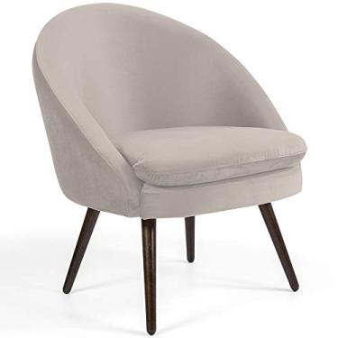 Imagem de Poltrona Decorativa Fixa Pés Palito Rafa D02 Veludo Bege C-309 - Lyam Decor