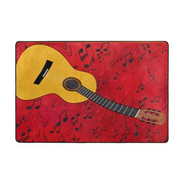 Imagem de Top Carpenter Tapete de área para guitarra, música em vermelho, capacho para piso de madeira, entrada, sala de estar, quarto, 91,4 x 61 cm