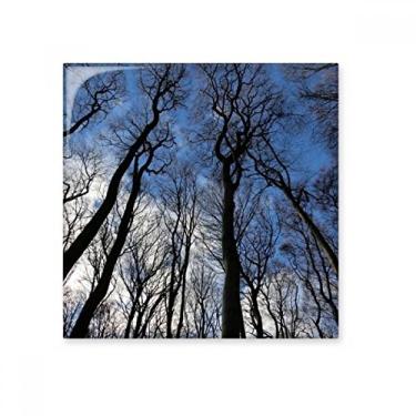 Imagem de Azulejo de cerâmica brilhante azul céu verde floresta, ciência, natureza, paisagem, decalque brilhante