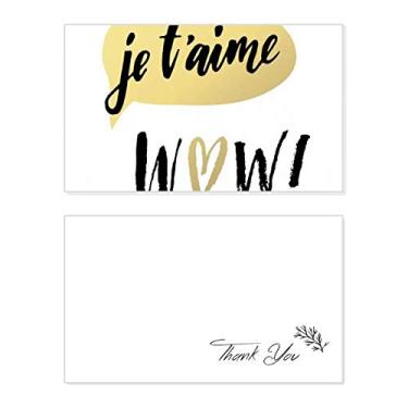 Imagem de Je T'Aime I Love You Quote Style Thank You Card Birthday Paper Greeting Wedding Repreciation