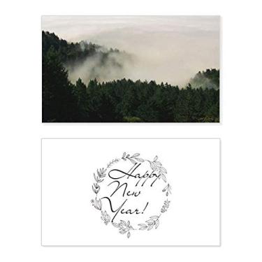 Imagem de Mountain Fog Forest Cloud Sky New Year Festival Cartão de felicitações Bless Message Present