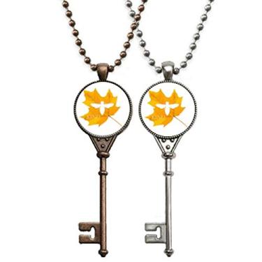 Imagem de OFFbb-USA Colar com pingente de folha de bordo de insetos para decoração de casais