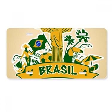 Imagem de DIYthinker Placa de carro Corcovado Parrot Brasil, acessório de aço inoxidável para decoração de carro