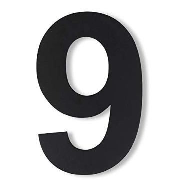 Imagem de Placa de porta flutuante 3D de 15 cm com número de placa de casa 0-9 letras AB, placa de porta grande de aço inoxidável preto fosco, montagem com parafuso, antiferrugem durável