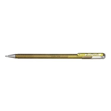 Imagem de Pentel K110 Dual Hybrid Metallic Metallic Gel Rollerball Pen Pacote com 1 2 efeitos de cores diferentes em madeira clara/papel escuro 0,5 mm Dourado