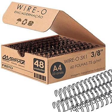 Imagem de Wire-o para Encadernação 3x1 A4 Preto 3/8 para 60 fls 48un