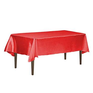 Imagem de Toalha de mesa retangular de cetim vermelho 152 x 250 cm