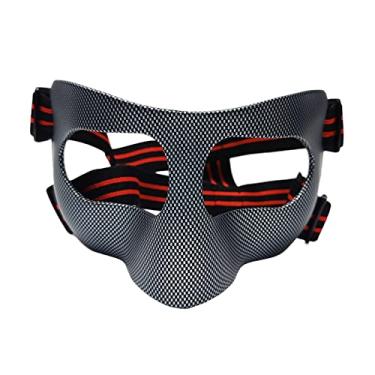 Imagem de Dynwave Máscara facial para nariz quebrado protetor Face Protetor Sports Basketball Face Guard for Youth, Gym, Exercise, Athletic, faixa preta vermelha