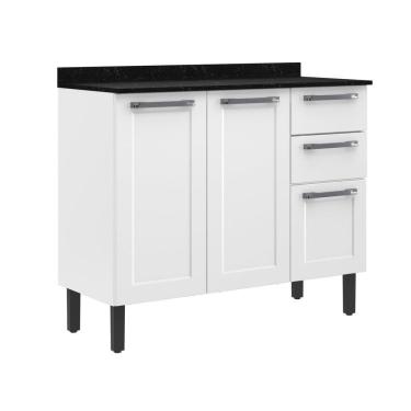 Imagem de Balcão 105cm 3 Portas e 2 Gavetas com Tampo Florença Itatiaia Branco