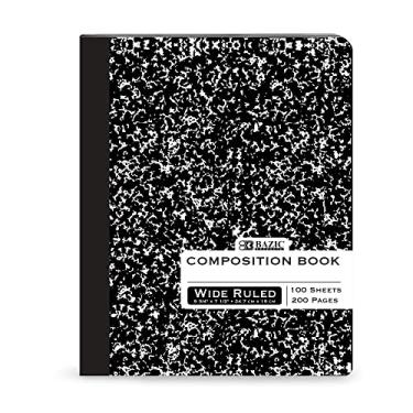 Imagem de Bazic Livro de Composição de Mármore Preto com 100 Folhas Largas, Comp Livros de Capa Comp, Caderno Diário com Papel Forrado, Materiais de Escritório em Casa Escolar e Agenda de Estudantes, 1 Pacote