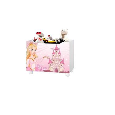 Imagem de Organizador Baú Infantil Caixa Para Brinquedo Com Rodízio Multiuso Lara