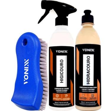 Imagem de Kit Hidracouro Higicouro Escova Macia Limpa Couro Vonixx