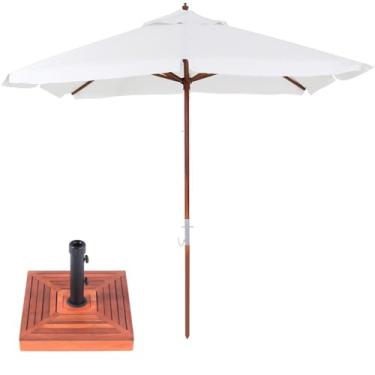 Imagem de Ombrelone Madeira Quadrado 2x2m Sardenha Sombreiro Bagum Com Base Madeira - Belfix - Branco