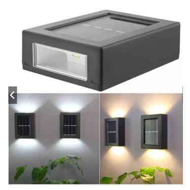 Imagem de Kit 2 Arandela Solar Slim 2 Focos Luminária Parede Externa À Prova D 'Água Luz Branco Quente (Luz Branco Quente 3000k)