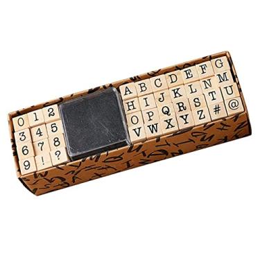 Imagem de Newmind 40 x Carimbos de letras de alfabeto de madeira estilo vintage conjunto de carimbos de borracha multiuso arte artesanato para agenda diária scrapbook artistas infantis - máquina de escrever