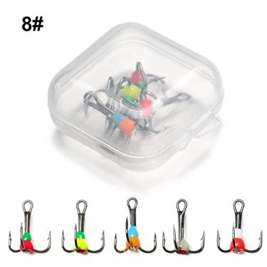 Imagem de Anzóis de pesca 5 pçs 8#10#12#14# inverno três-mandíbula gancho ganchos de pesca no gelo aço carbono durável afundando isca enfrentar ferramentas com caixa de plástico novo Acessórios de pesca (C