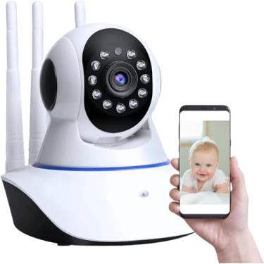Imagem de Câmera Babá Eletrônica 1080p Full HD Wifi 360 Ip Visão Noturna Microfone Áudio Seguranç...