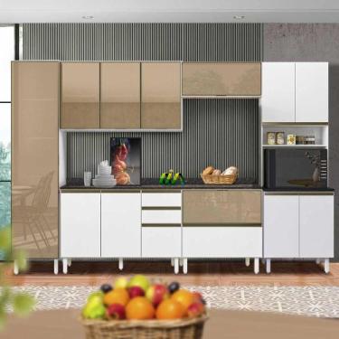 Imagem de Cozinha Modulada Branca 12 Portas Vidro Reflecta - Solara Shop Jm