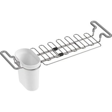 Imagem de KOHLER K-5473-0 Rack de secagem multiuso sobre a pia, suporte com suporte de barra de toalha de cozinha, copo de imersão. Expansível de 37 a 44,7 cm, branco