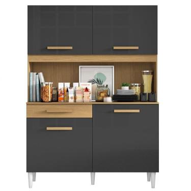 Imagem de Kit Cozinha Compacta 4 Portas 2003308 121cm Atacama Grafite Armoveis Atacama Grafite